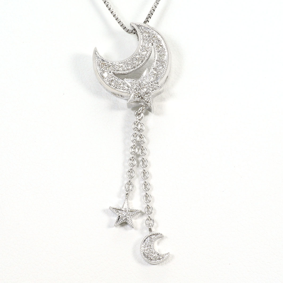 K18WG ネックレス ダイヤ 0.16ct 鑑別書 約45cm 総重量約6.8g ジュエリー 送料無料 新品同様 【中古】 ギフトラッピング無料｜ワンダープライス　店