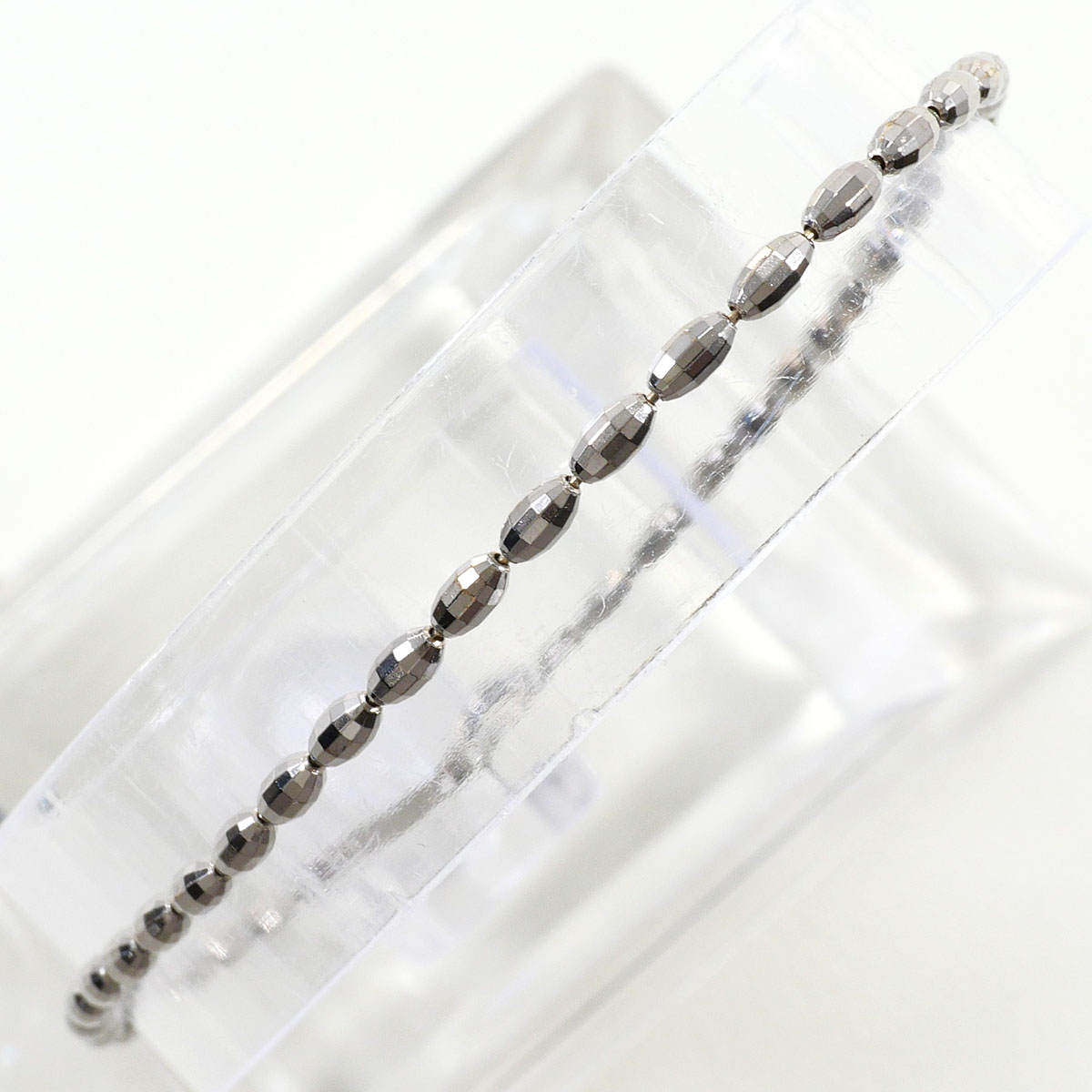 K18 18金 WG ホワイトゴールド ブレスレット 約18.5cm 総重量約3.5g ジュエリー 中古 送料無料 【中古】 ギフトラッピング無料｜ワンダープライス　店
