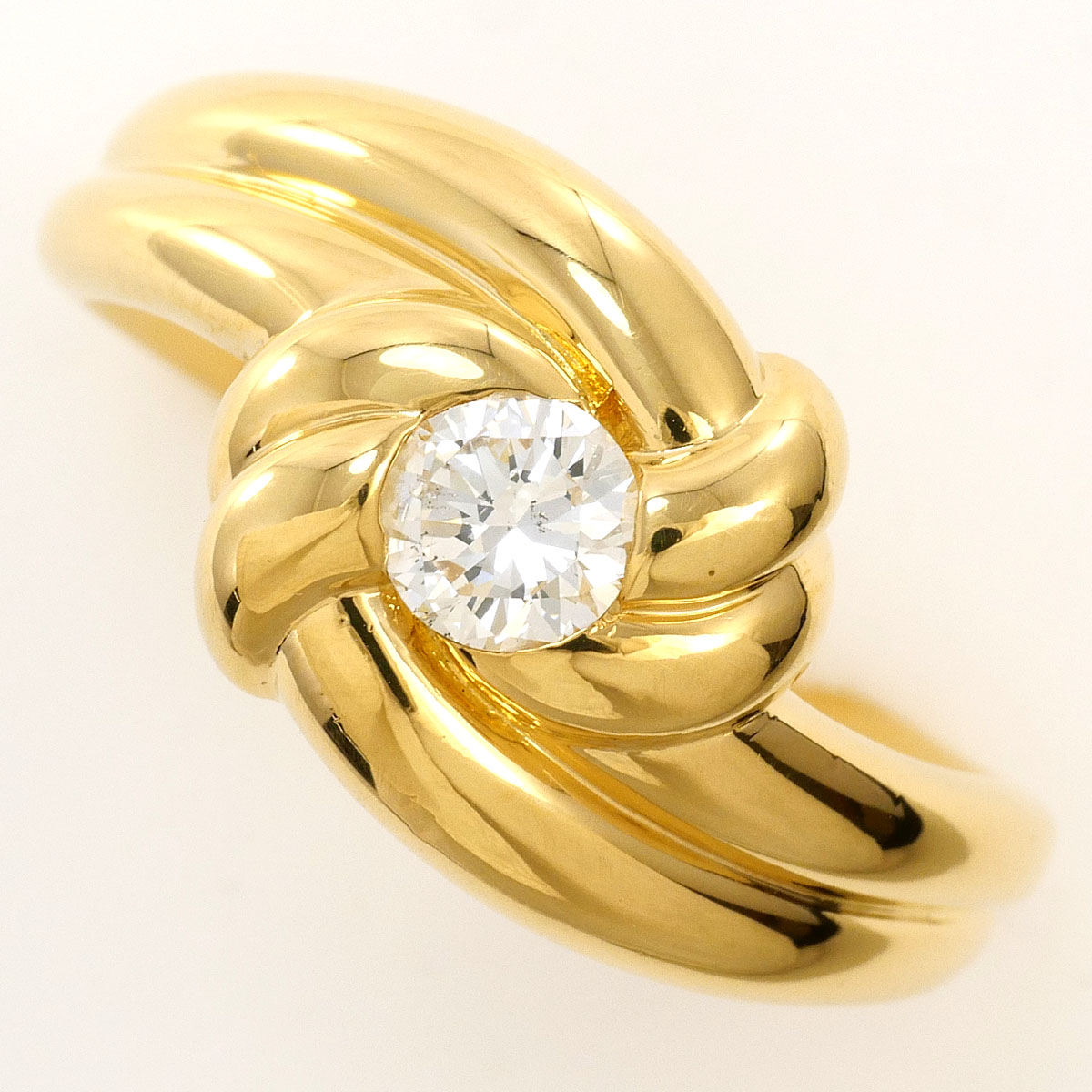 K18YG リング・指輪 17号 ダイヤ 0.35ct 鑑別書 総重量約5.8g ジュエリー 送料無料 新品同様 【中古】 ギフトラッピング無料|ワンダープライス 店