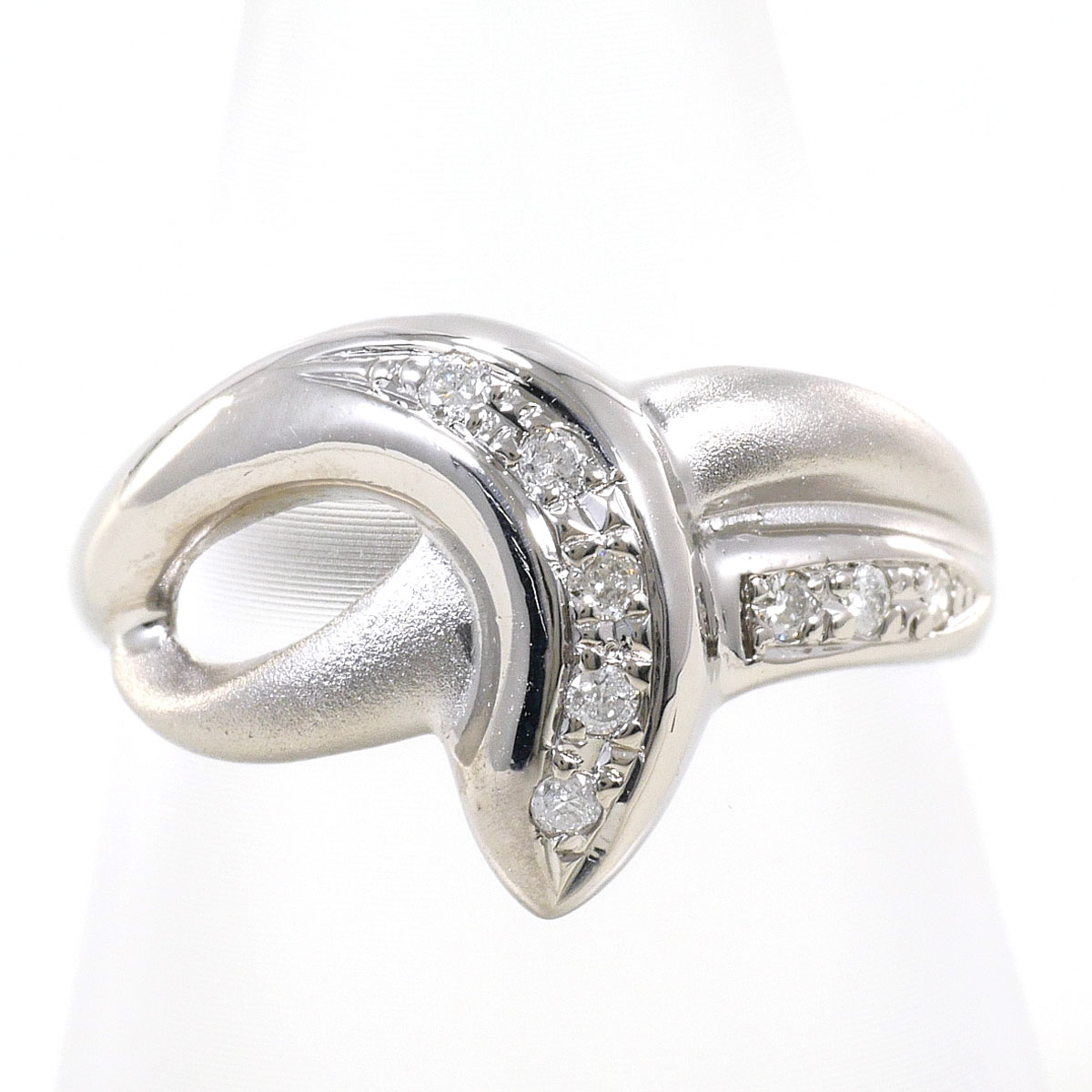 PT850/プラチナ リング・指輪 12号 ダイヤ 0.08ct 鑑別書 総重量約4.1g ジュエリー 送料無料 新品同様 【中古】 ギフトラッピング無料｜ワンダープライス　店