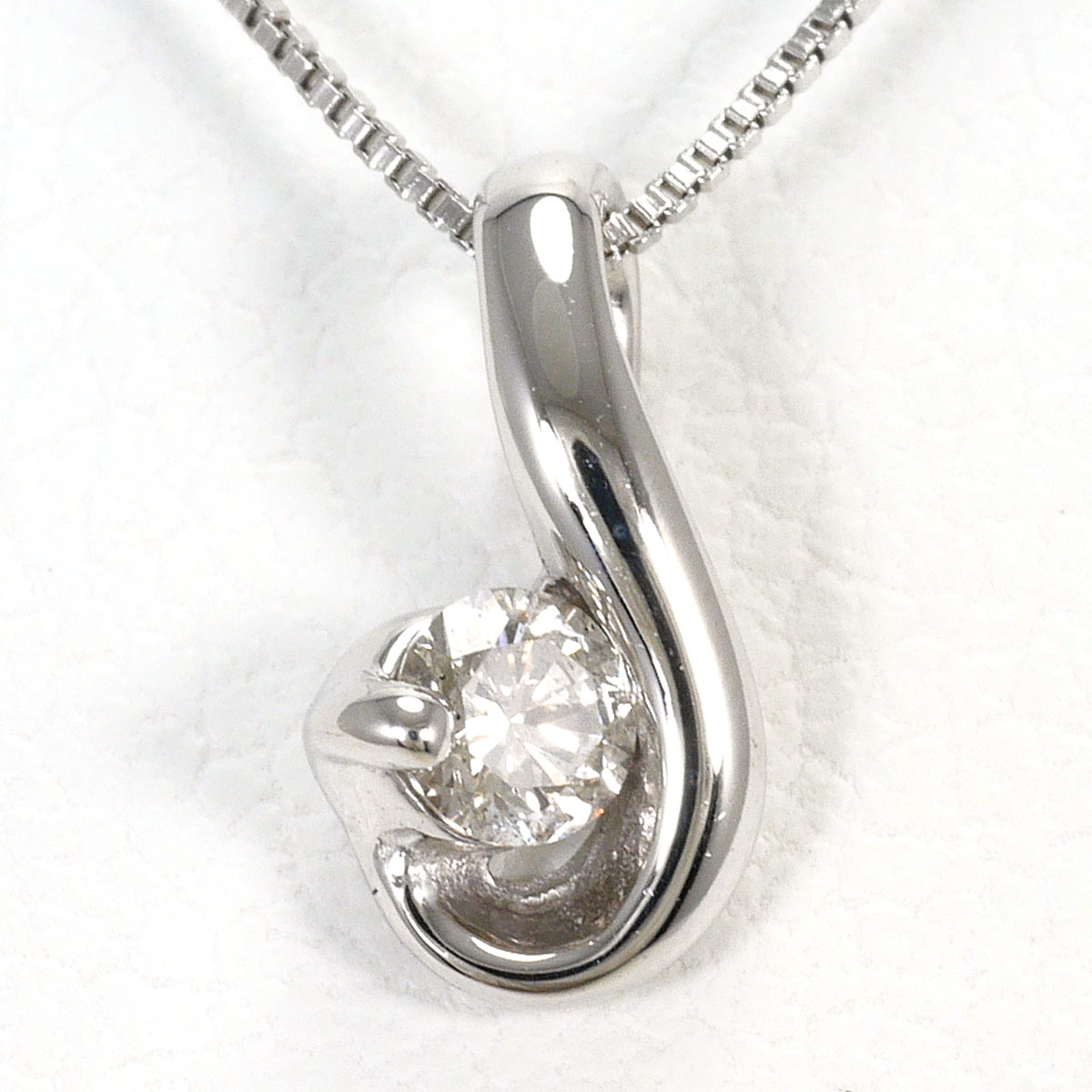 K10WG ネックレス ダイヤ 0.07ct 約40cm 総重量約1.1g ジュエリー 送料無料 新品同様 【中古】 ギフトラッピング無料｜ワンダープライス　店