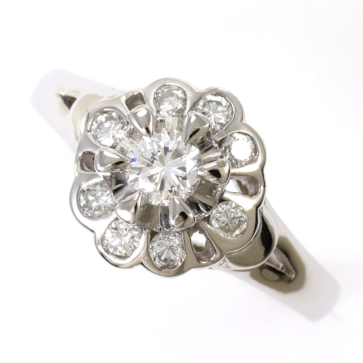PT900/プラチナ リング・指輪 11号 ダイヤ 0.21ct 鑑別書 総重量約5.3g ジュエリー 送料無料 新品同様 【中古】 ギフトラッピング無料|ワンダープライス 店