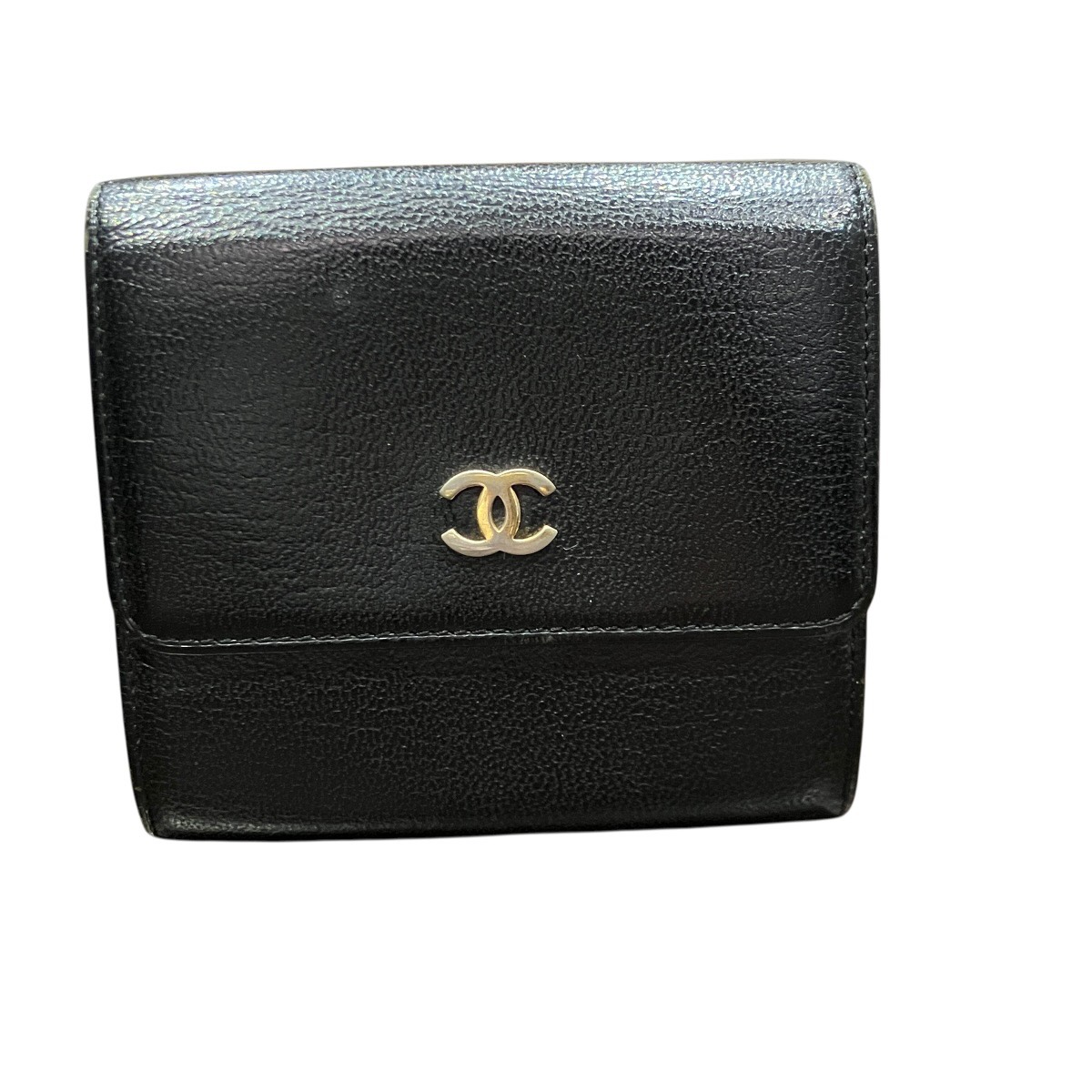 シャネル CHANEL 三つ折り金入れ ココマーク なめし革 貨物輸送無料 【中古】