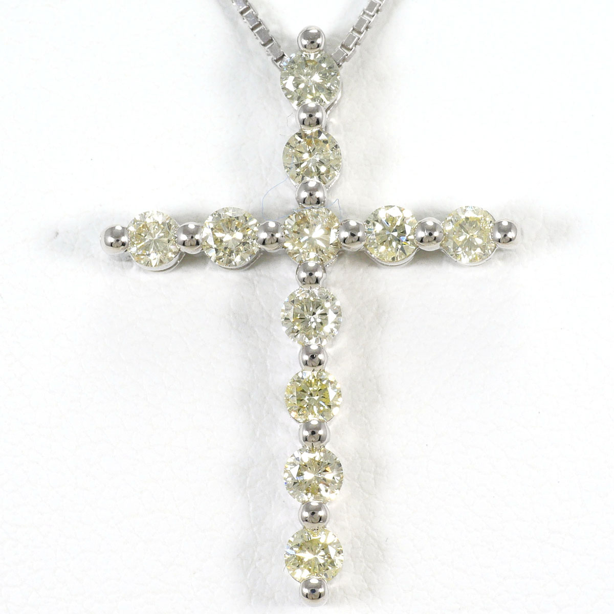 K18WG ネックレス イエローダイヤモンド 1.00ct カード鑑別書 約45cm 総重量約5.6g ジュエリー 送料無料 新品同様 【中古】 ギフトラッピング無料|ワンダープライス 店