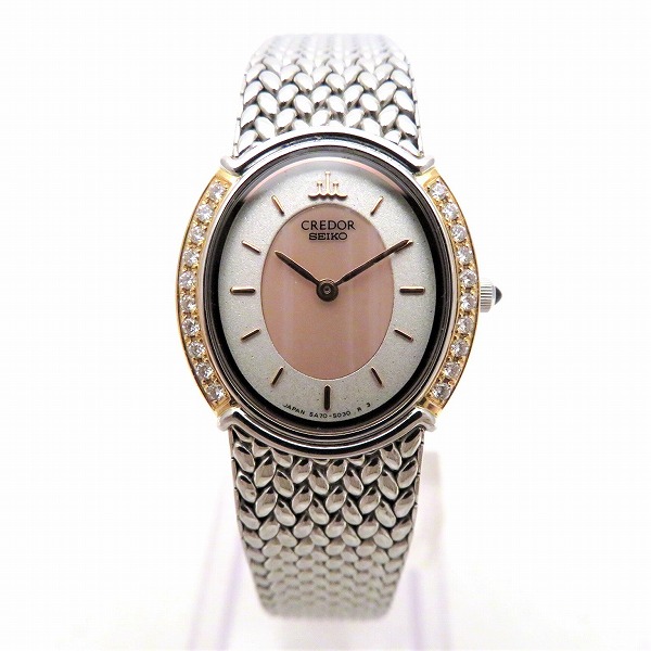 セイコー クレドール 5a70 3000 クォーツ 18kt Ss ダイヤモンドベゼル 時計 腕時計 レディース 送料無料 中古 あす楽 Ipag Org