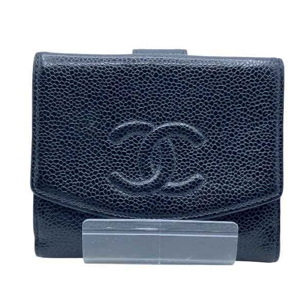 シャネル CHANEL 13496R ココマーク キャビアスキン 2つ折り財布 レディース 送料無料 【中古】 25,034円