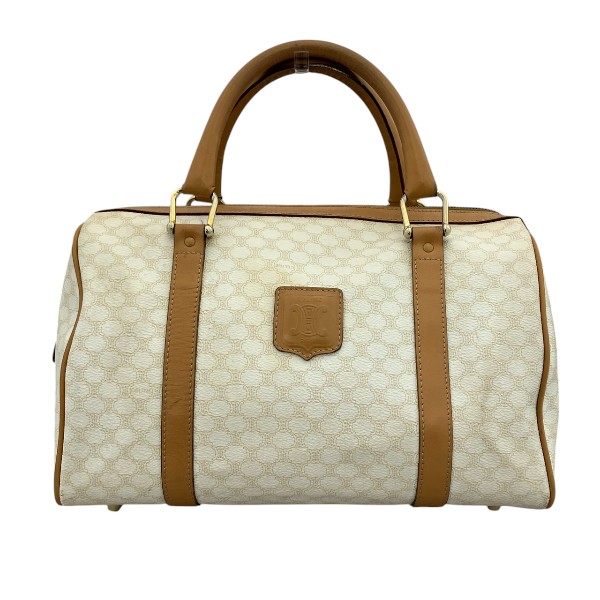 セリーヌ CELINE マカダム ホワイト×ブラウン ミニボストン バッグ ボストンバッグ レディース 送料無料 【中古】