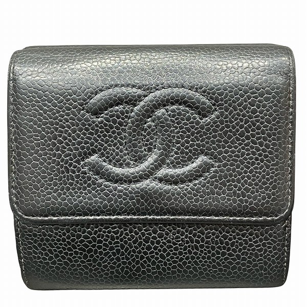 シャネル CHANEL ココマーク W引っかかり 3つ折り紙入れ レディース 貨物輸送無料 【中古】