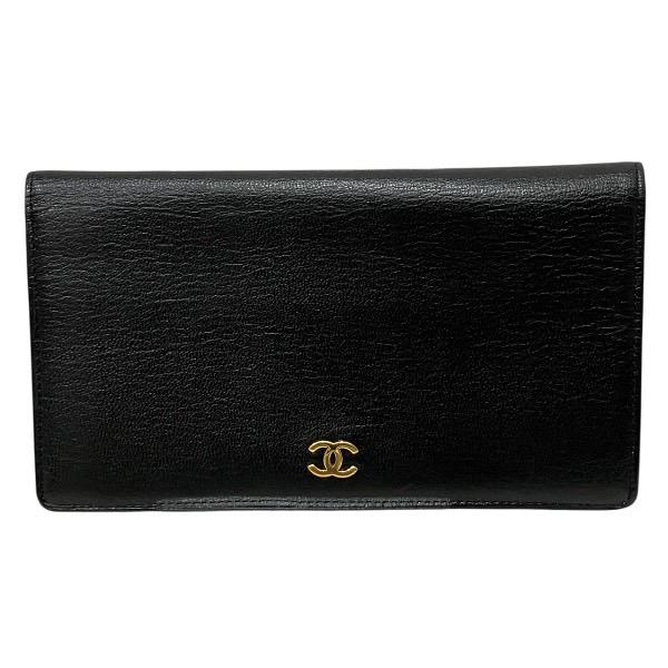 CHANEL 黒 レザー 二つ折り財布 brandshop-cantabile_02-0530