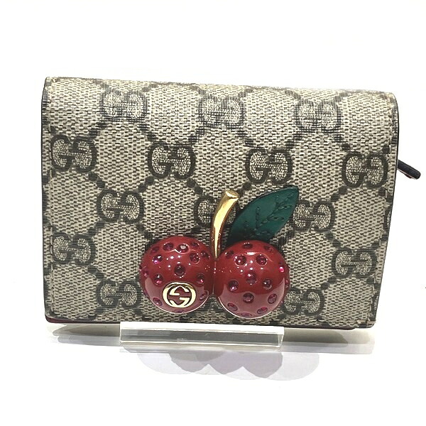 グッチ GUCCI GGスプリーム 476050 桜んぼう 2つ折り紙入れ レディース 貨物輸送無料 【中古】