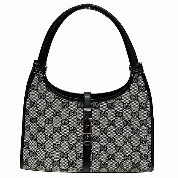 保存袋付き　GUCCI　男女兼用トートジャッキーバッグ　GG柄　キャンバス　黒 グッチ GGキャンバス ジャッキー ハンドバッグ ブラック 保存袋付き