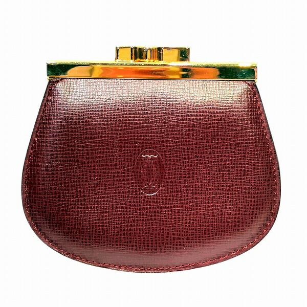 Cartier レザーコインケース　がま口 中古保管品】 Cartier カルティエ コインケース レザー がま口