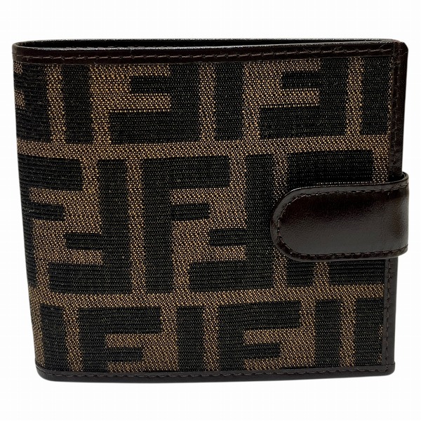 Fendi ズッカ柄 ブラックキャンバス&レザー二つ折り財布 FENDI フェンディ ウォレット 二つ折り ズッキーノ ズッカ柄