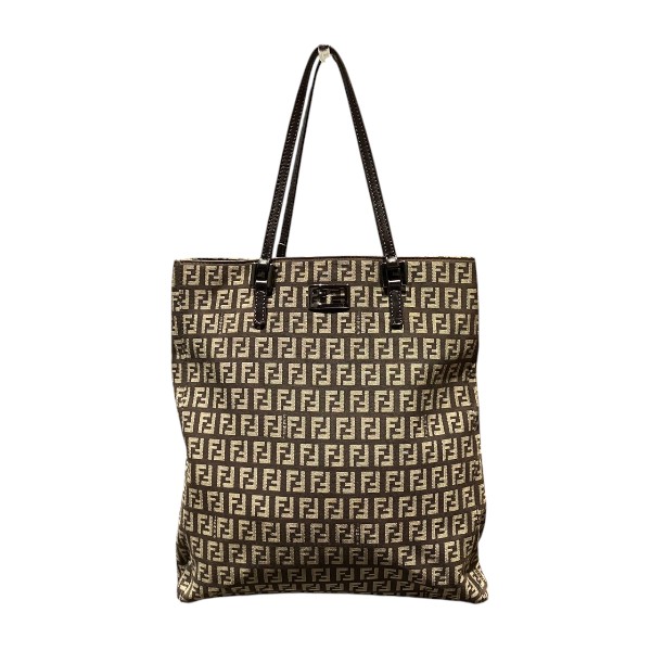 FENDI ズッカ ズッキーノ ロゴ レザー　キャンバスレ　トートバッグ　白 FENDI ズッカ ズッキーノ ロゴ レザー キャンバスレ トートバッグ 白