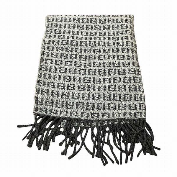 ★美品★FENDI フェンディ カシミヤブレンド ズッカ柄 マフラー ブラック ☆美品☆FENDI フェンディ カシミヤブレンド ズッカ柄 マフラー