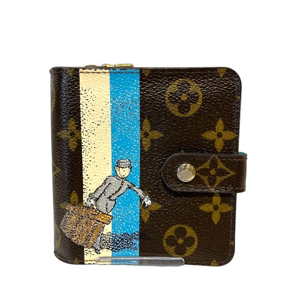 ルイヴィトン Louis Vuitton モノグラム・グルーム コンパクトジップ M60036 2つ折り紙入れ ユニ一発やる 貨物輸送無料 【中古】