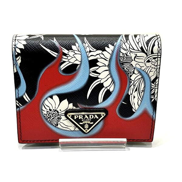 プラダ PRADA サフィアーノ 1MV204 2つ折り紙入れ ユニ一発やる 貨物輸送無料 【中古】