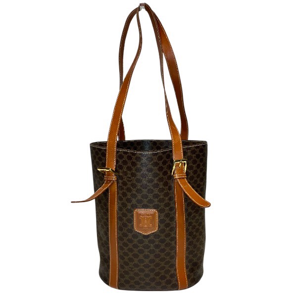 セリーヌ CELINE マカダム柄 井戸釣瓶型 御徒面子 トートバッグ ショルダーバッグ レディース 貨物輸送無料 【中古】