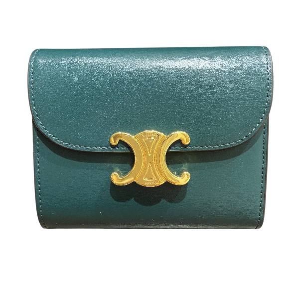 セリーヌ CELINE トリオンフ スモール 下げ翼 10D783DPU31AN コンパクトウォレット 3つ折り紙入れ レディース 貨物輸送無料 【中古】