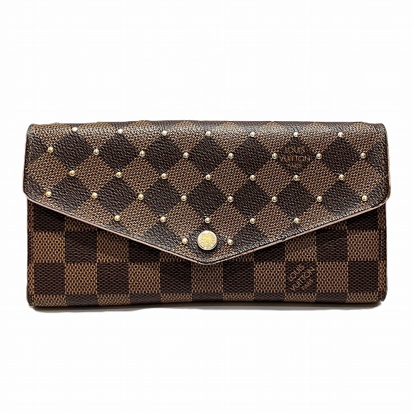 ルイヴィトン Louis Vuitton ダミエ ポルトフォイユ サラ N60249 エベヌ スタッズ ローズバレリーヌ 2つ折り紙入れ レディース 貨物輸送無料 【中古】