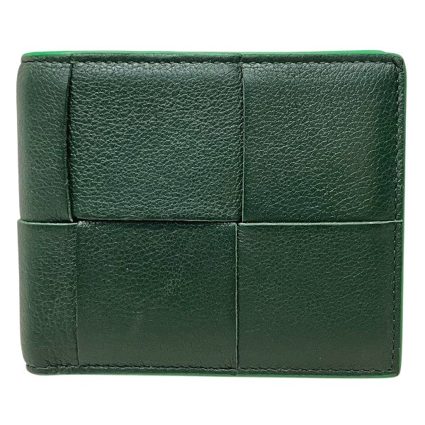 ボッテガ・ヴェネタ イントレチャート R00132325P グリーン 2つ折り財布 メンズ 送料無料 【中古】 33,040円