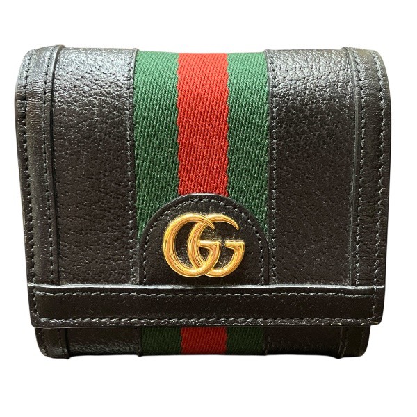 グッチ GUCCI オフディア 719887 ブラック レザー 2つ折り財布 ユニセックス 送料無料 【中古】｜ワンダープライス　店