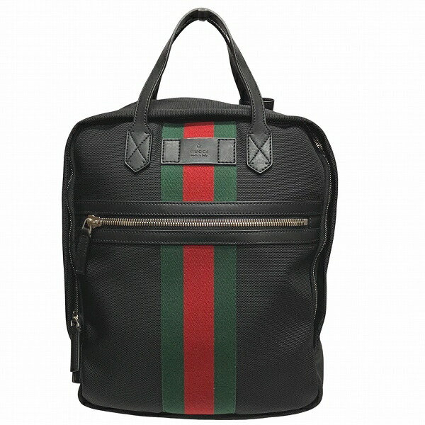 グッチ GUCCI シェリー酒 495558 ウェブストライプ 2way 御徒面子容器に並べる 御徒面子 背嚢 ユニ一発やる 貨物輸送無料 【中古】