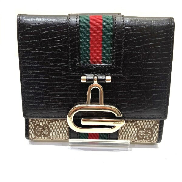 グッチ GUCCI シェリー酒 131848 W引っ掛かり 3つ折り紙入れ レディース 貨物輸送無料 【中古】