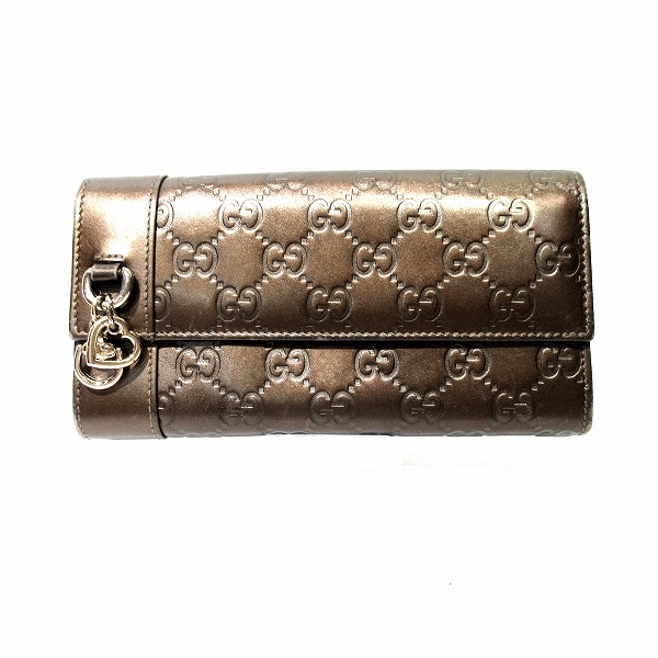 楽天市場 グッチ Gucci グッチシマ ハートビット ブラウン ゴールド 財布 長財布 レディース 送料無料 中古 あす楽 ワンダープライス 楽天市場店