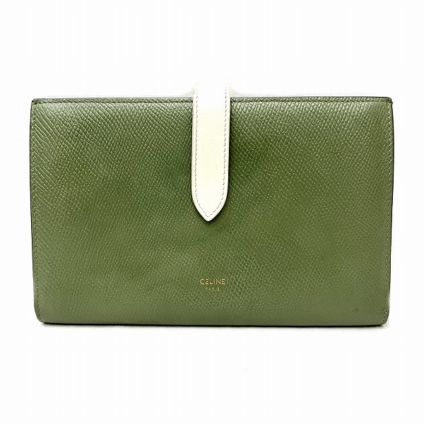 セリーヌ ラージ ストラップ ウォレット 長財布 ネイビー/ボルドー セリーヌ/長財布/ラージ ジップドウォレット/ペブル(グレージュ