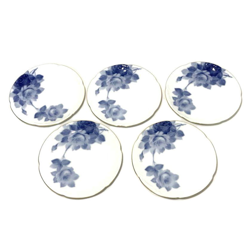 OKURA  大倉陶園 オオクラトウエン/青色サクラ色 ゴールド生産ライン一皿 銘々皿揃 5枚/8011/ブランド名食器/S価値づける/51【中古】