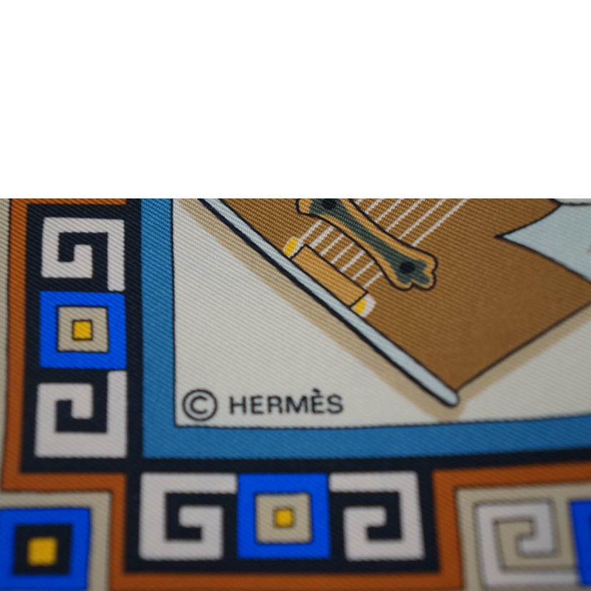 HERMES エルメス カレ90神々の音楽 ORG BEG Aランク 07 シルクスカーフ