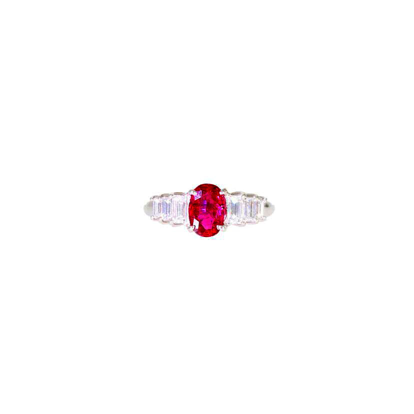 ◎PT900ルビーダイヤリング1.128/D0.57ct/#11/リング/ABランク/59【中古】