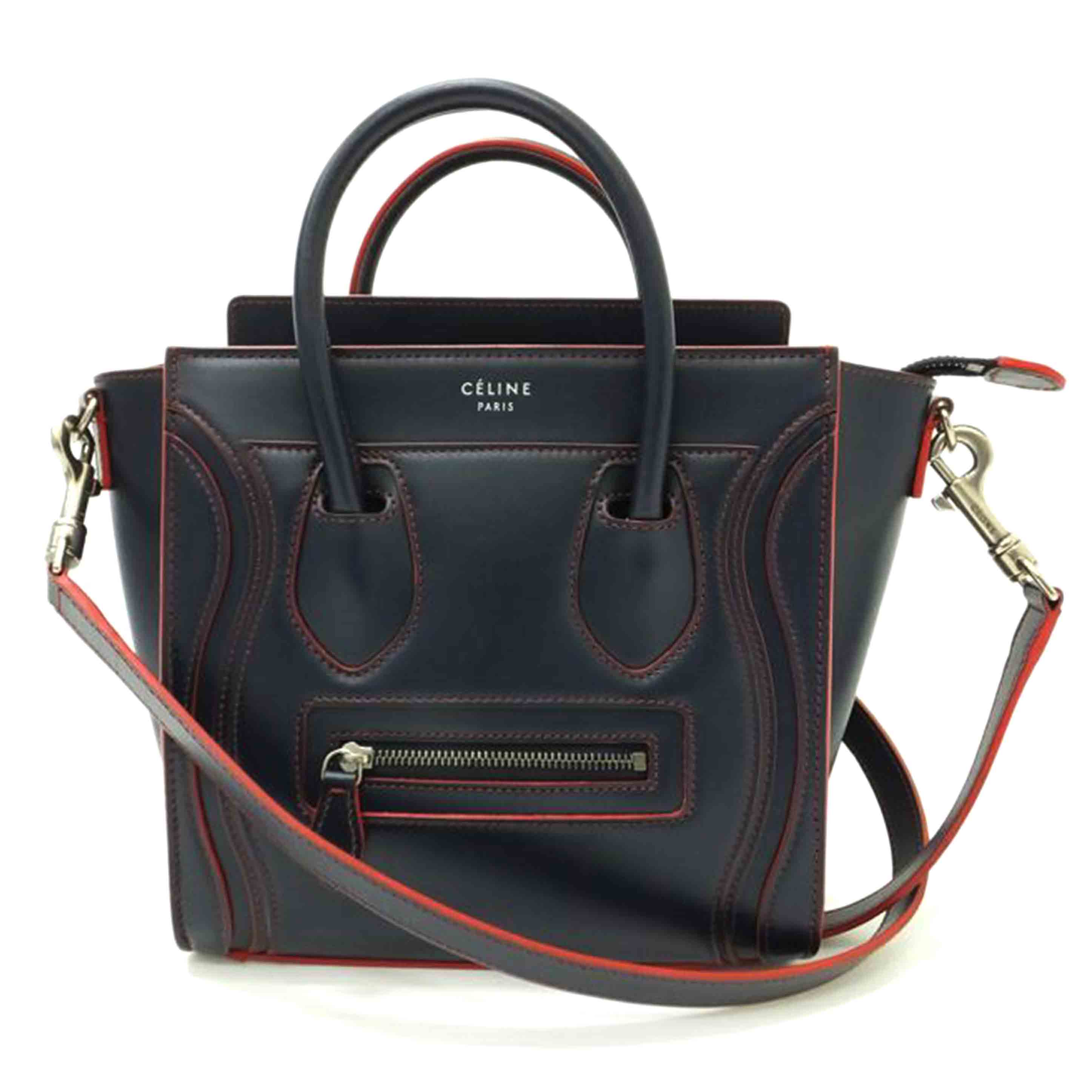 【美品】CÉLINE ラゲージナノ CELINE セリーヌ ラゲージナノ ブラック カーフ 189243DRU.38NO