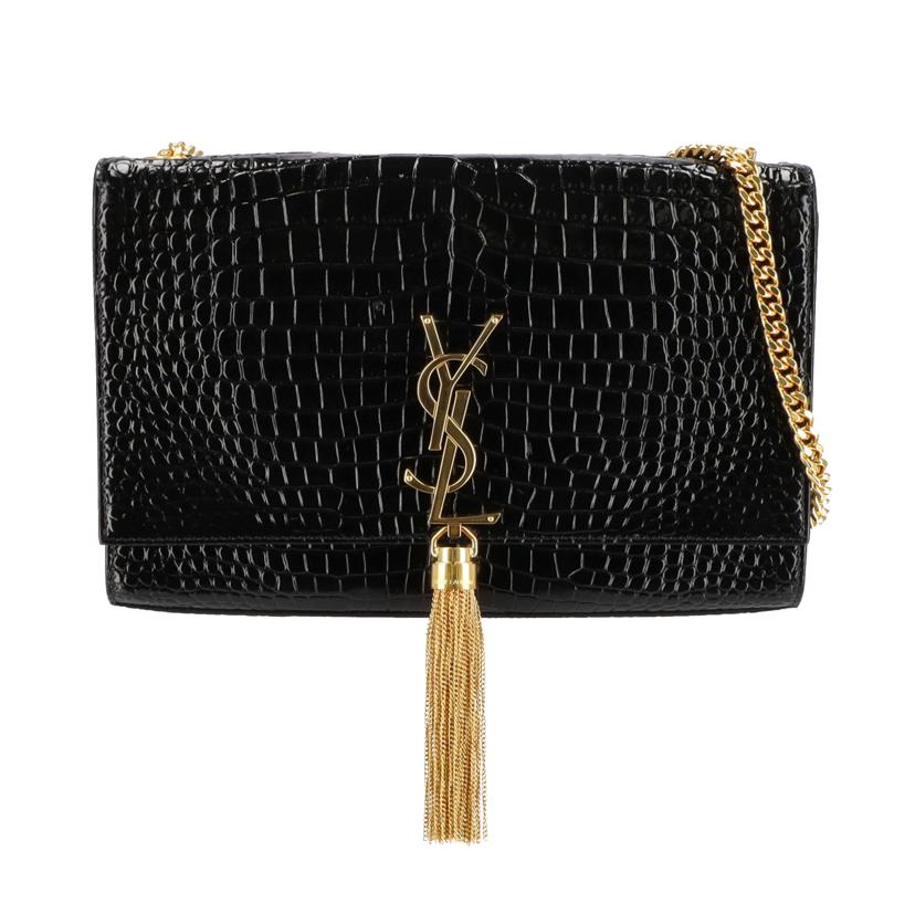SAINT LAURENT ケイト タッセル チェーンショルダーバッグ 黒 ×金 ケイト タッセル スモール（グレイン・ド・プードルレザー