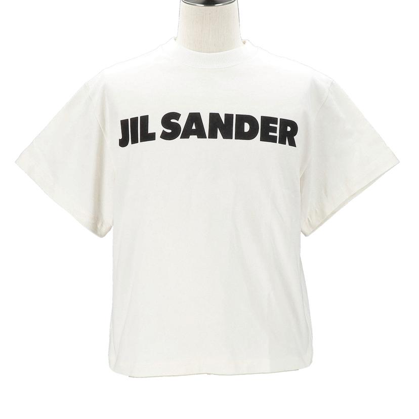 ジルサンダー ロゴファンネルネックトップス ホワイト/ブラック JIL SANDER ジルサンダー スウェット 半袖 クルーネック Tシャツ