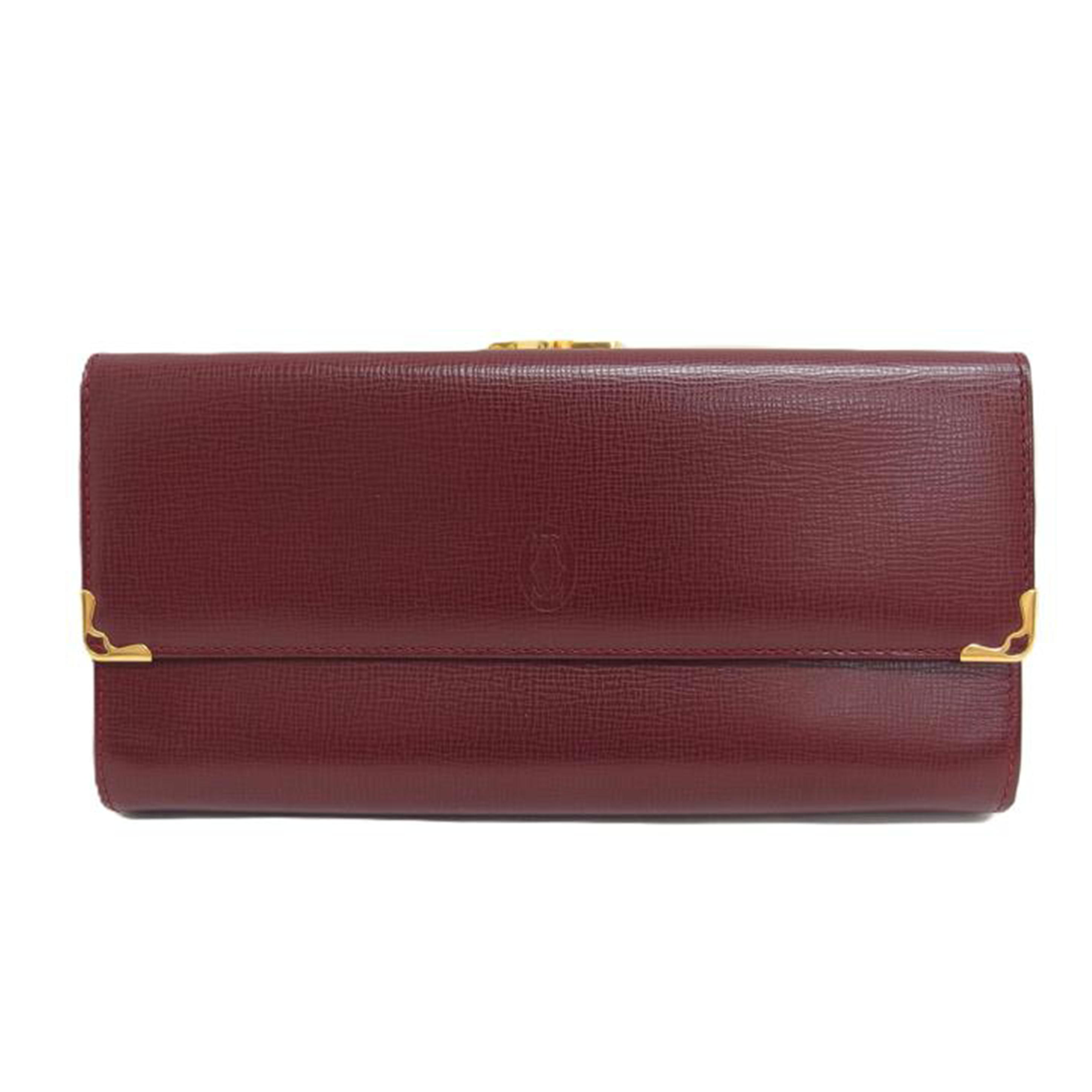 Cartier バーガンディ マストライン三つ折り がま口財布 美品】 Cartier / カルティエ | マストライン 三つ折り がま口