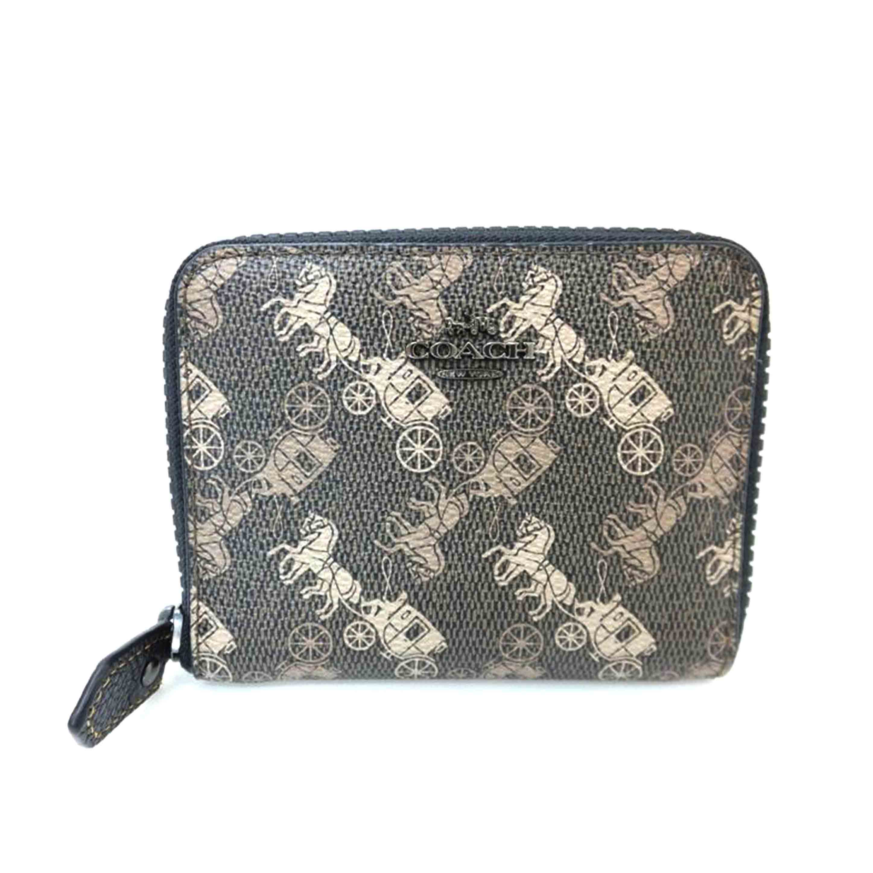 COACH コーチ/ホース柄ラウンドファスナー二つ折り財布/89586/L19**/ABランク/88【中古】