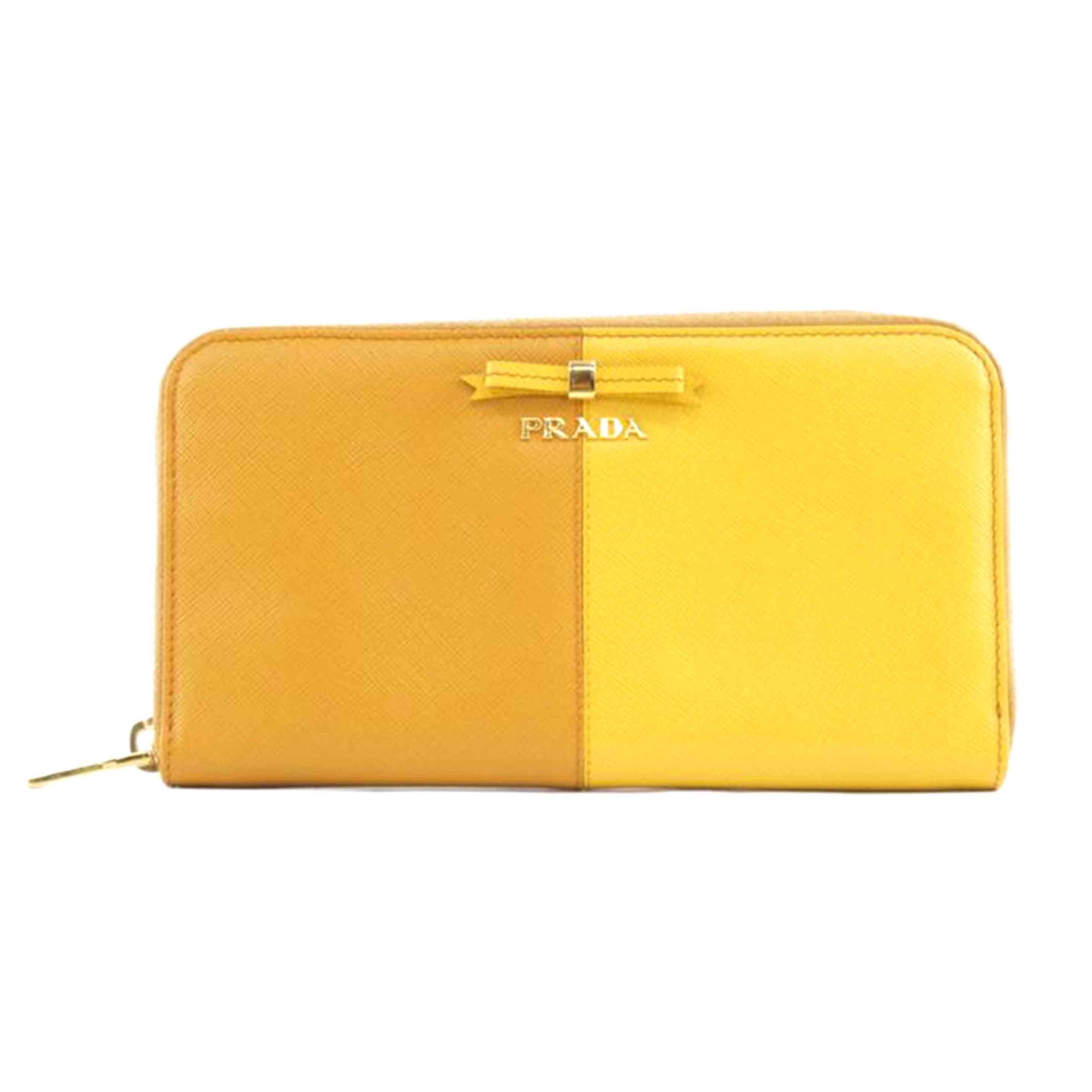 PRADA プラダ/ラウンドファスナー財布/イエロー/サフィアーノ/1M0506/ABランク/64【中古】