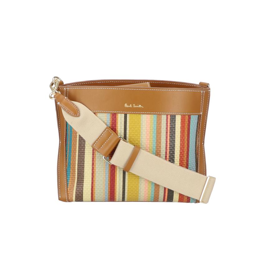 Paul Smith 極点スミス/シグネチャーストライプペーパーラフィアショルダーバッグ/A序列付ける/09【中古】