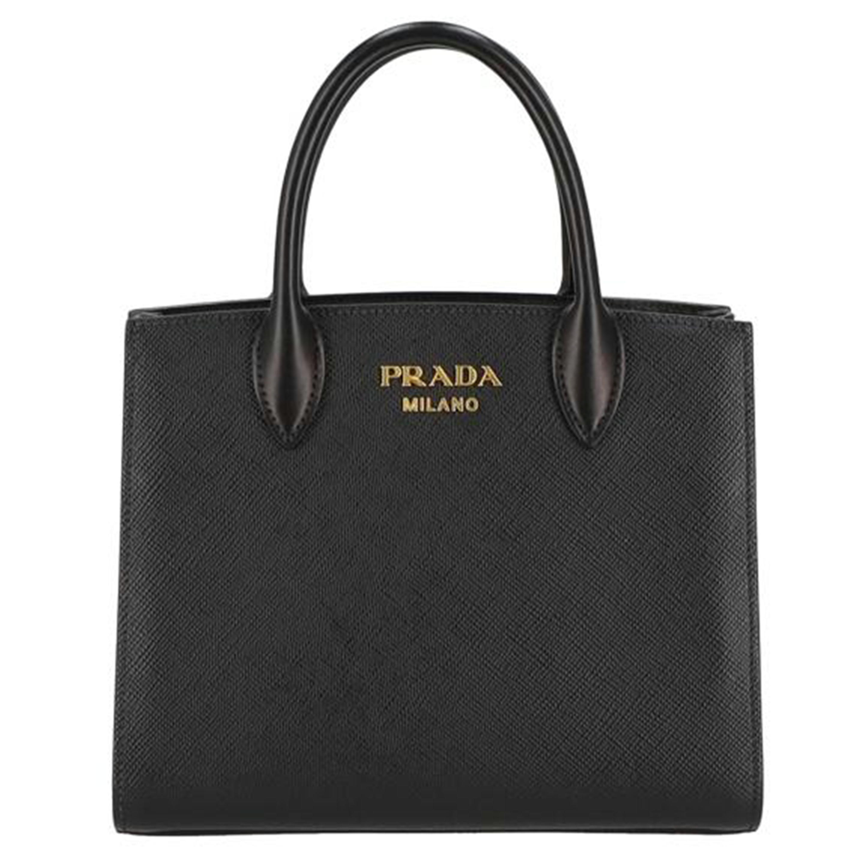 PRADA プラダ サフィアーノ ハンド バッグ レザー ブラック 黒 関税負担なし☆PRADA プラダ サフィアーノレザー ハンドバッグ