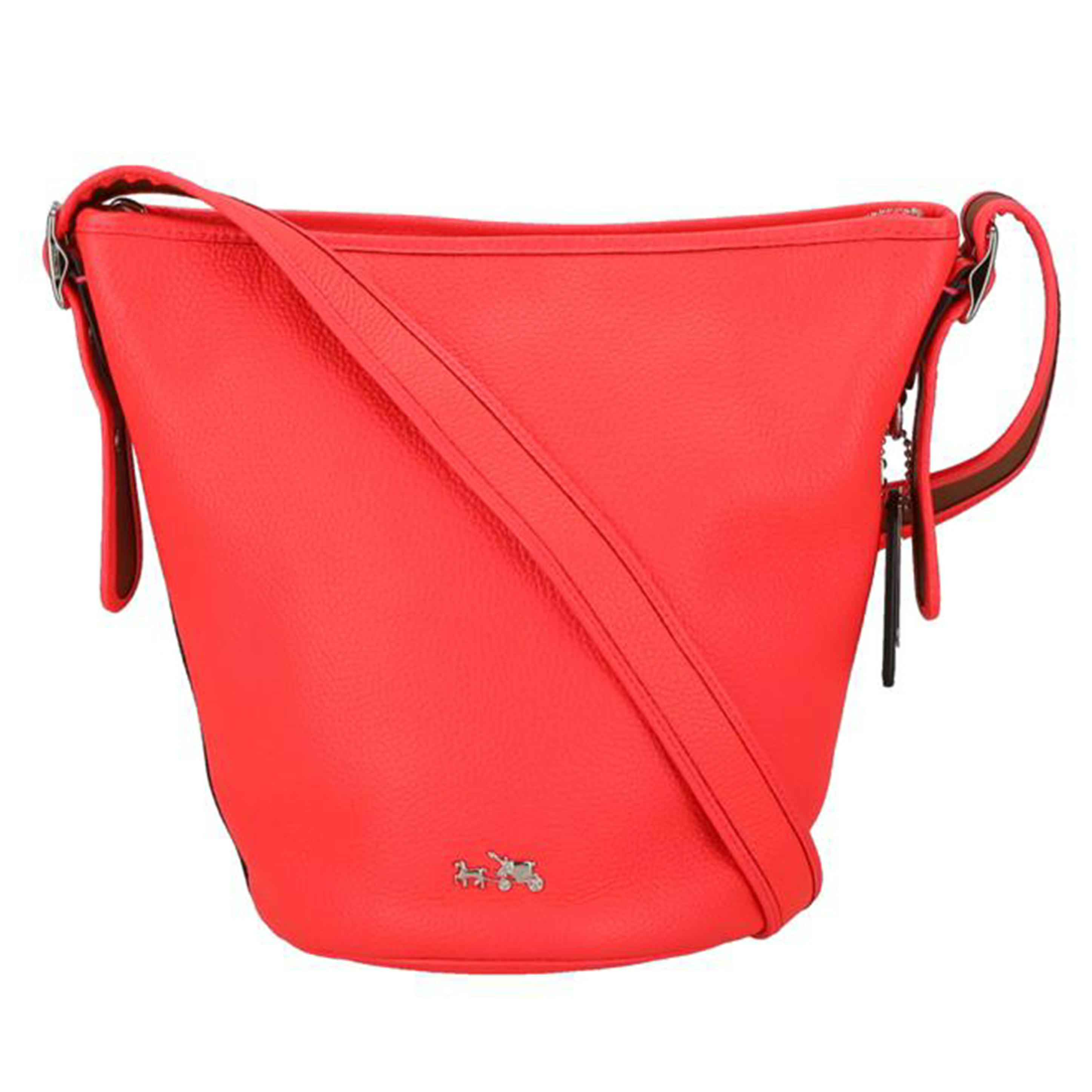 COACH コーチ/ダフルレザーショルダーバッグ/ネオンピンクオレンジ系/Aランク/18【中古】