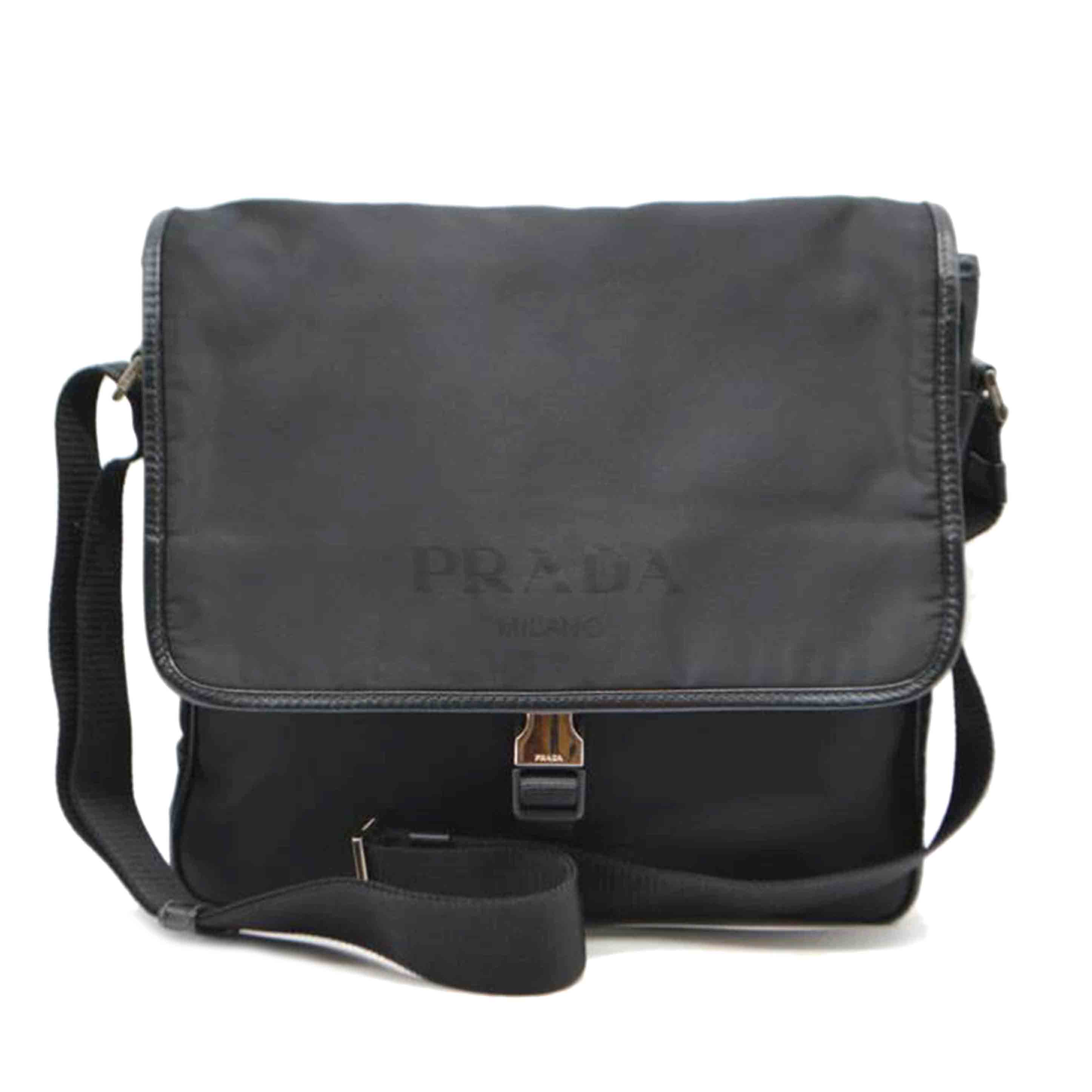 PRADA プラダ/テスートサフィアーノメッセンジャーバッグ/ネロ/2VD166/180/ABランク/89【中古】
