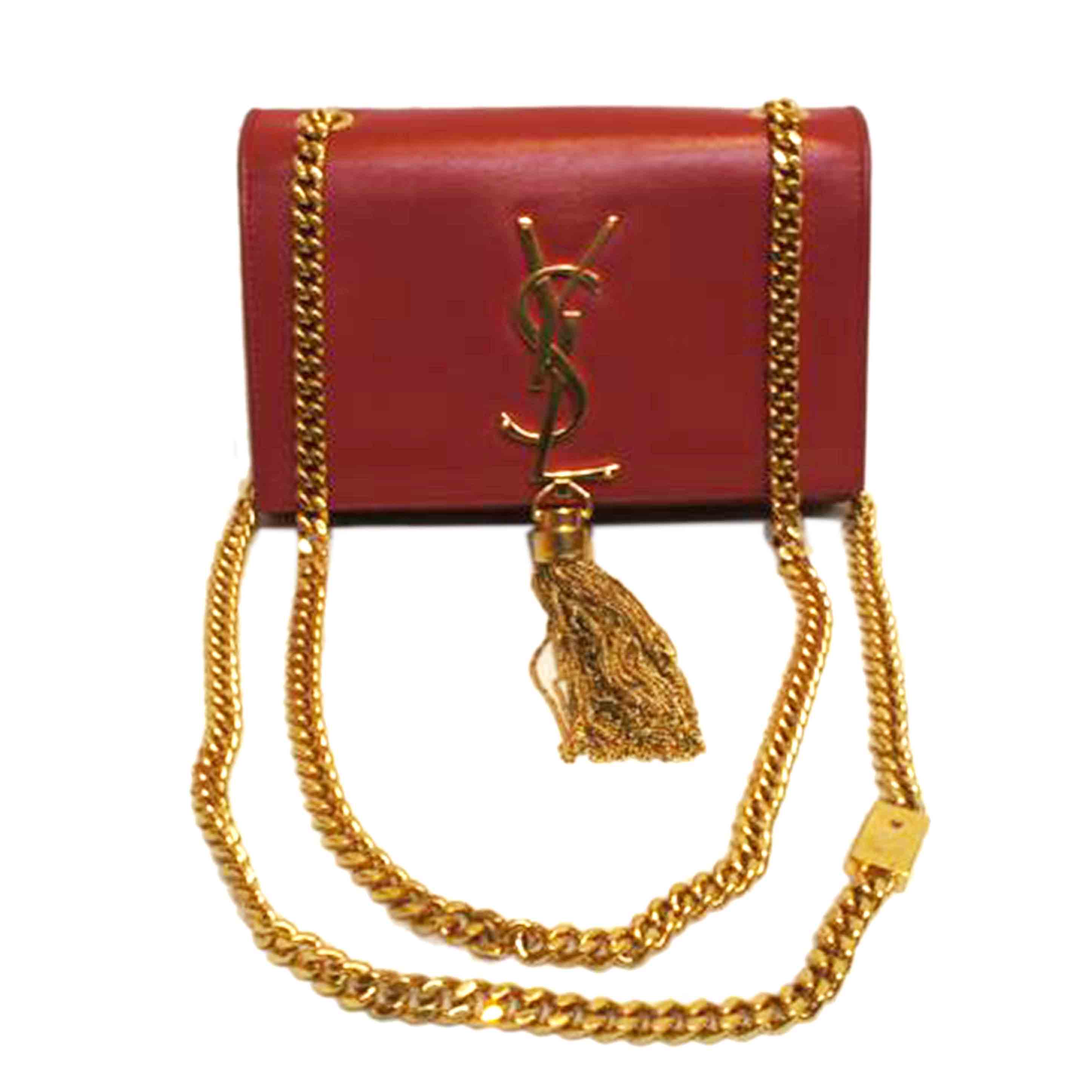SAINT LAURENT サンローラン/YSLクラシックケイトモノグラムチェーンショルダーレッド/326076/Aランク/92【中古】