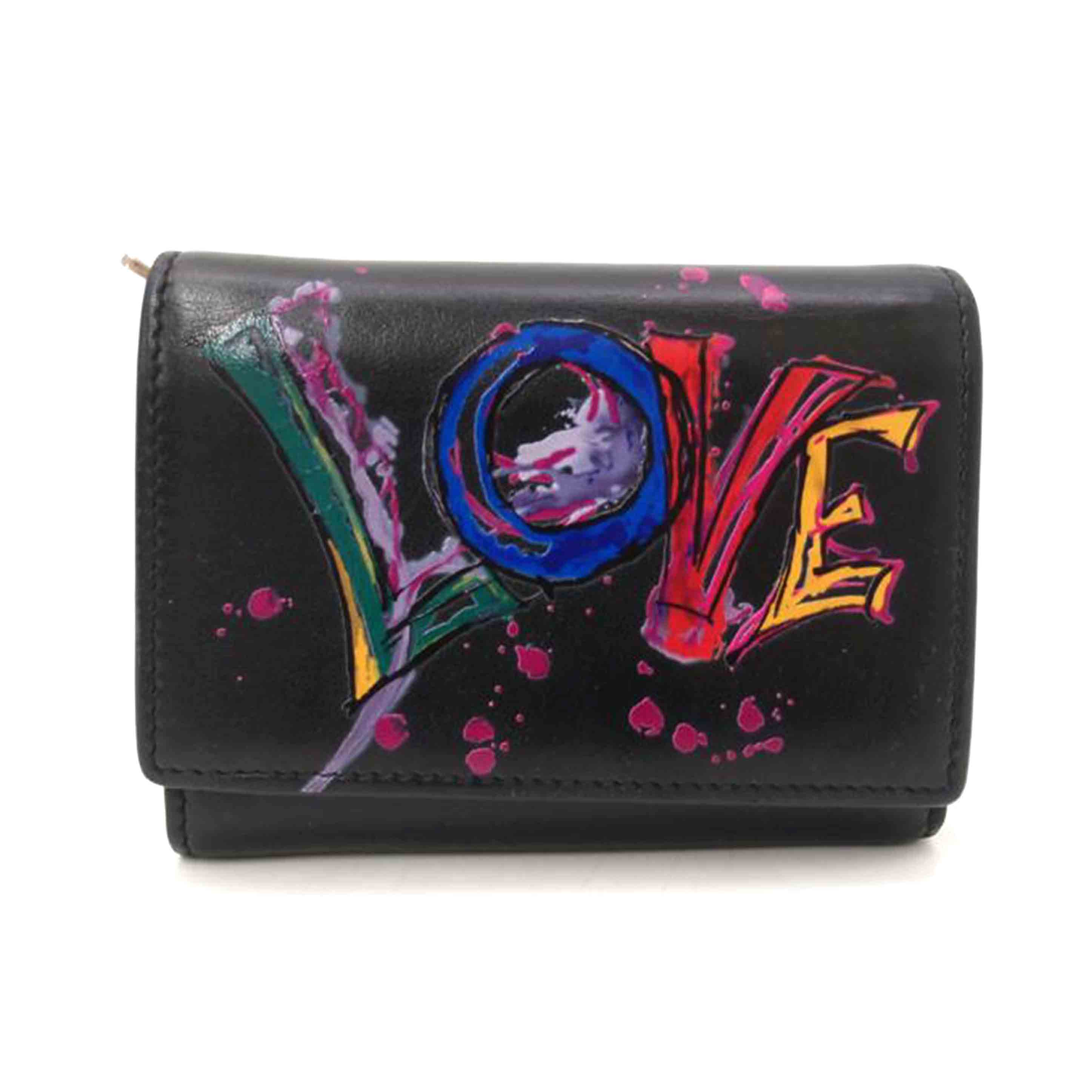 C.Louboutin クリスチャンルブタン/LOVEコンパクト財布/ブラック/ABランク/69【中古】