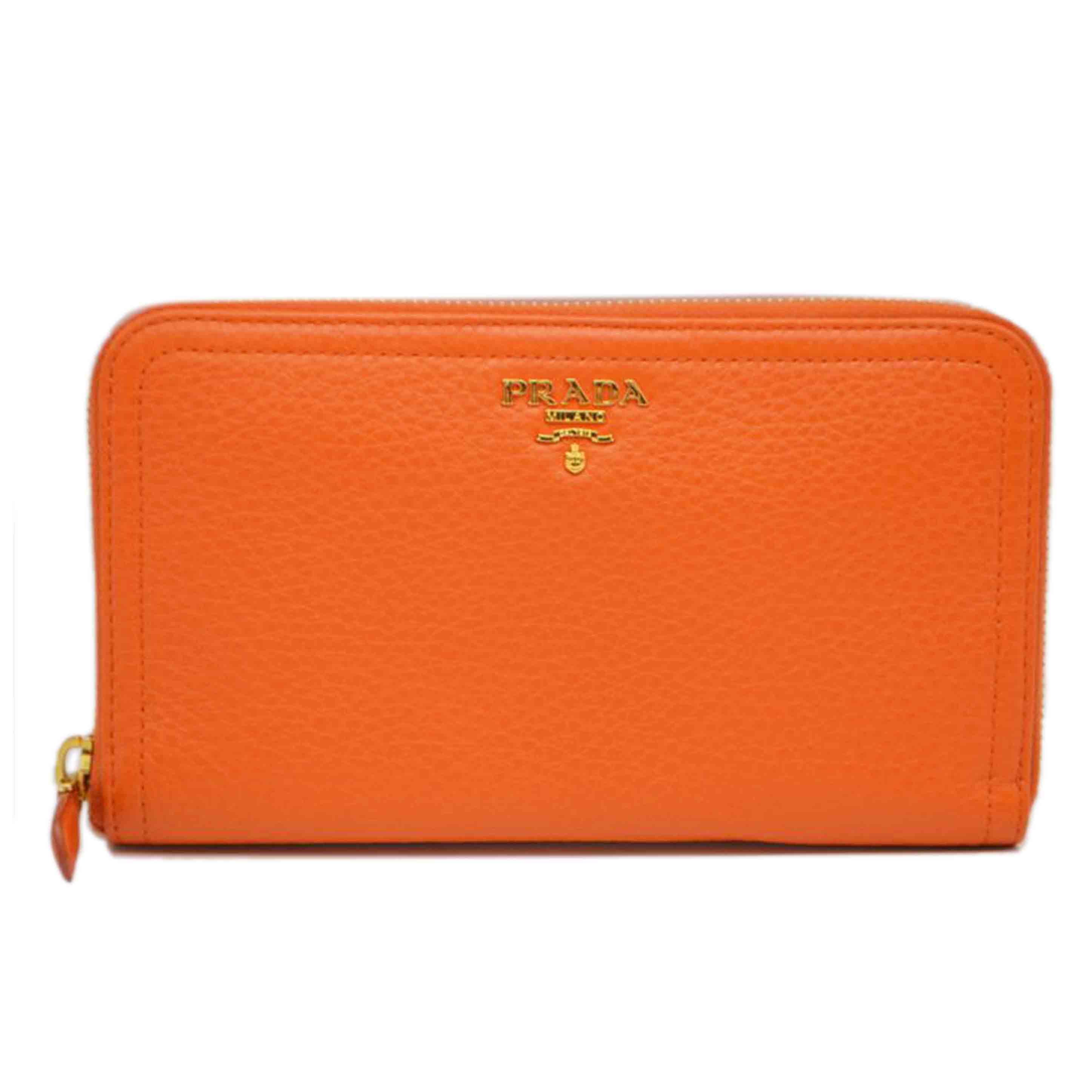 PRADA プラダ/ヴィッテロダイノラウンドファスナー長財布/パパヤ/1ML506/203/Aランク/89【中古】