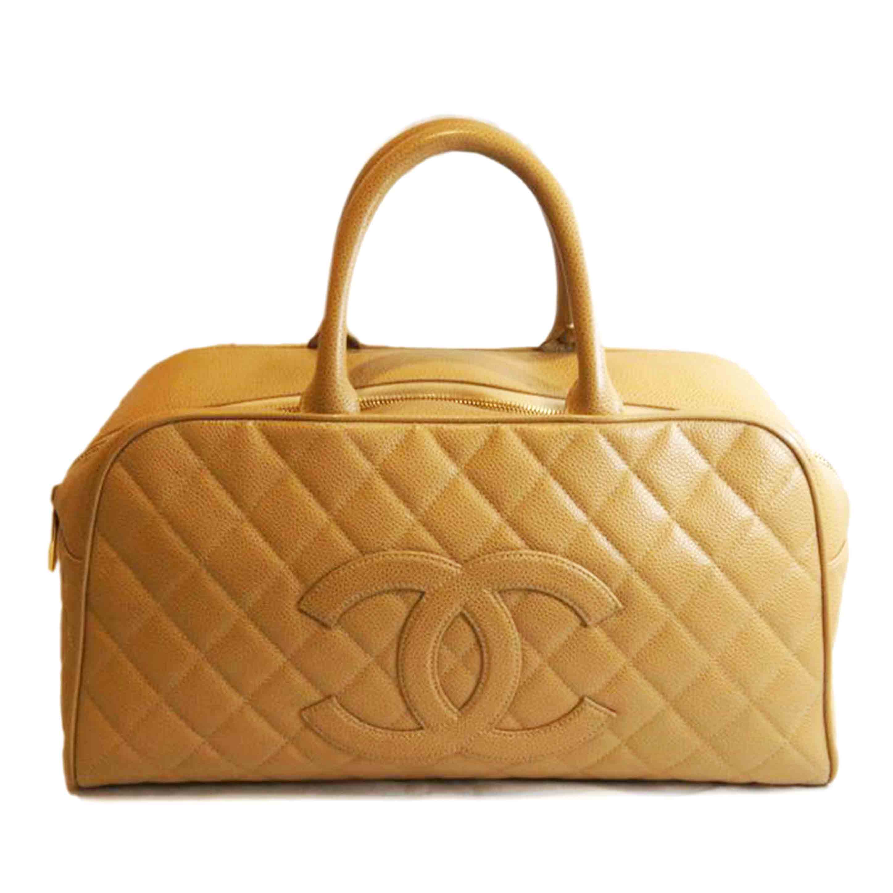 CHANEL シャネル/キャビアスキンマトラッセココマークボーリングボストンバッグベージュ/821****/AB位置づける/92【中古】