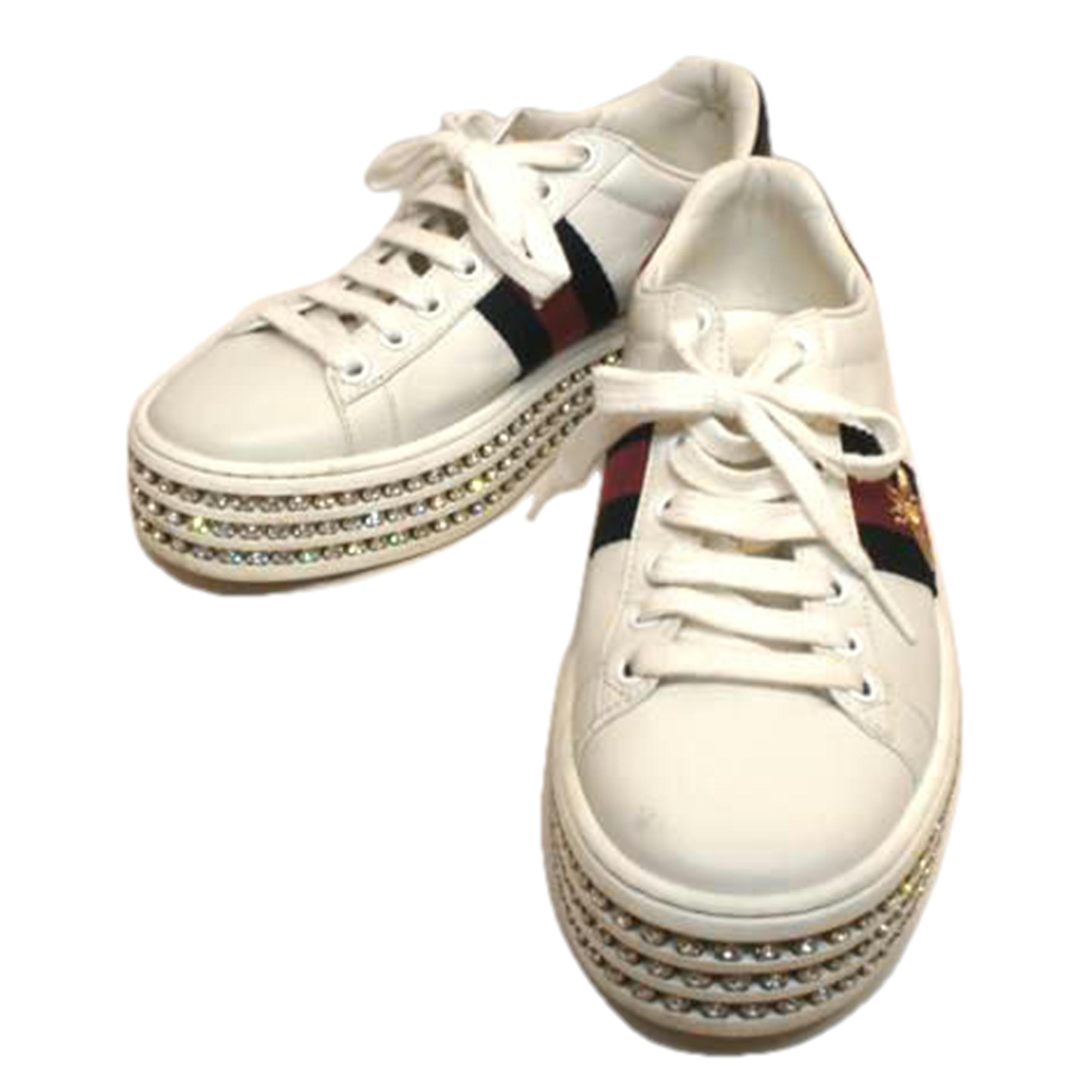 GUCCI グッチ/ビジュースニーカーシェリービーホワイト/505995/AB価値づける/92【中古】