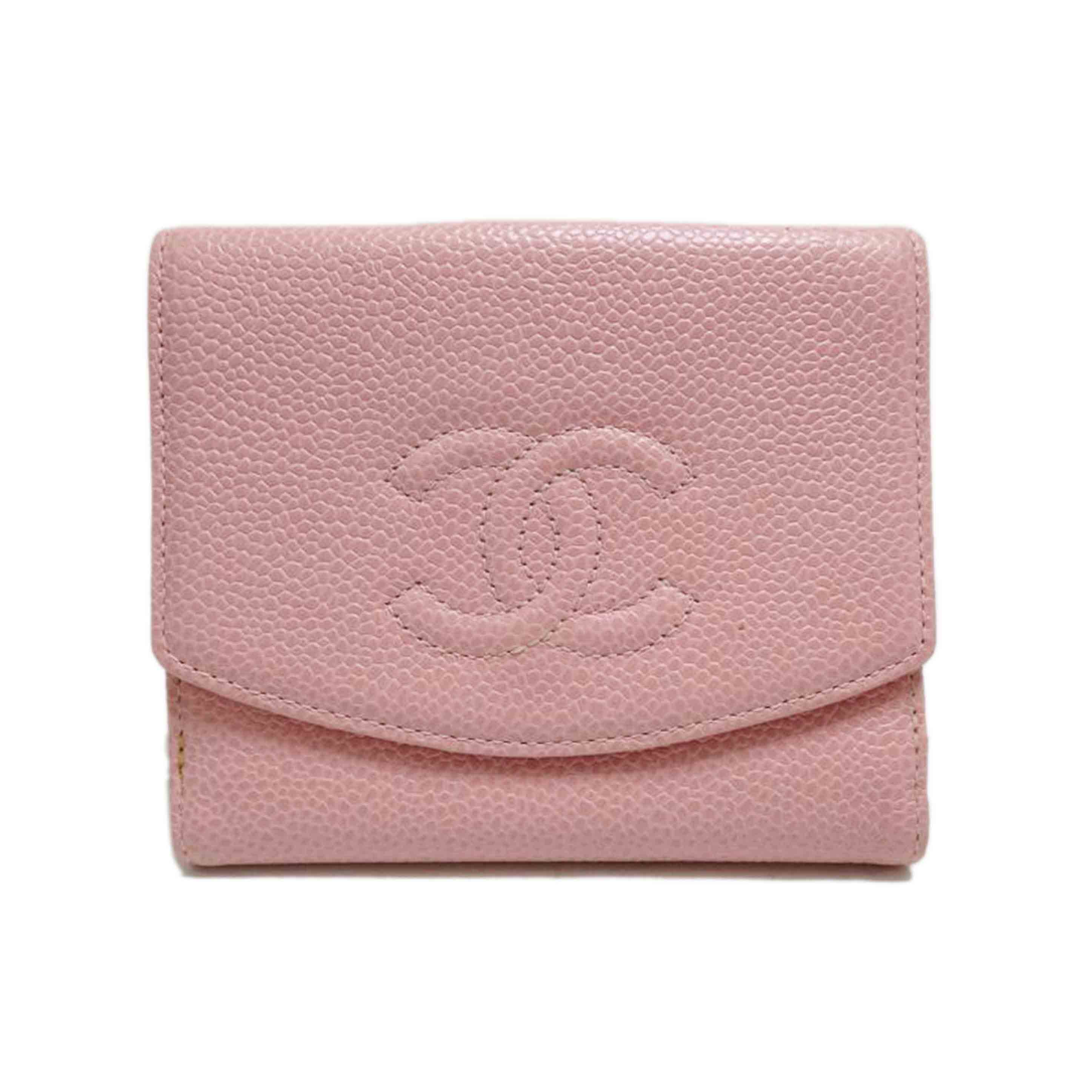 CHANEL/マトラッセキャビアスキンダブルホック紙入れ/サクラ色/A13496/920****/AB序列付ける/84【中古】