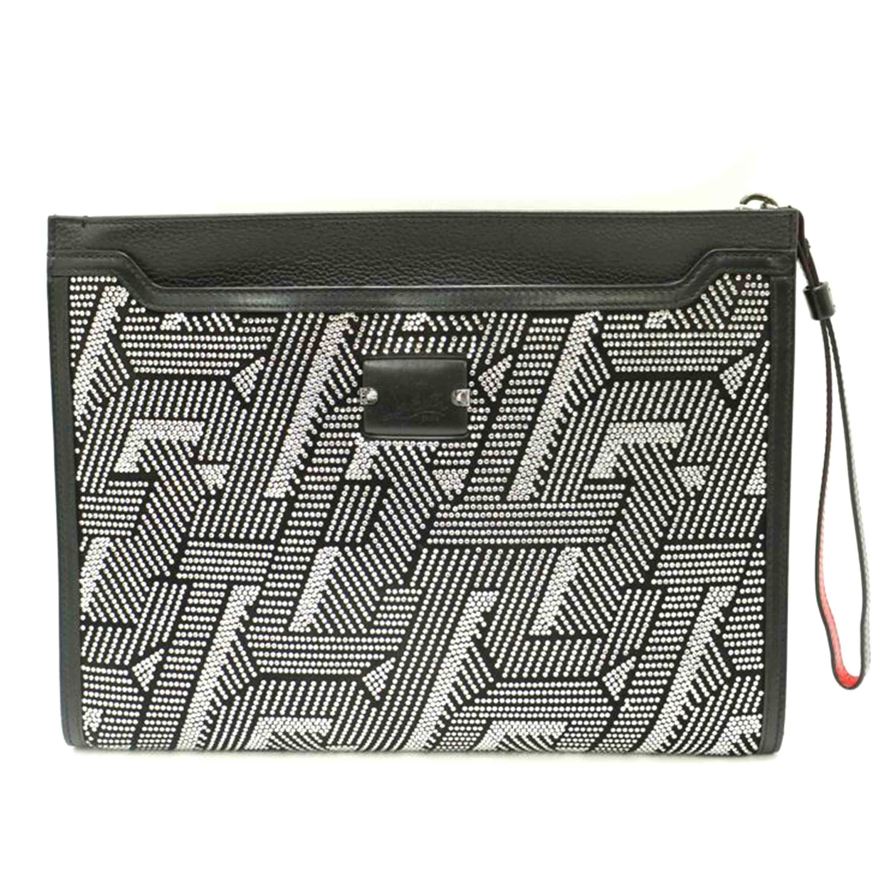 C.Louboutin クリスチャンルブタン/スタッズクラッチバッグ/黒いこと/A序列付ける/69【中古】